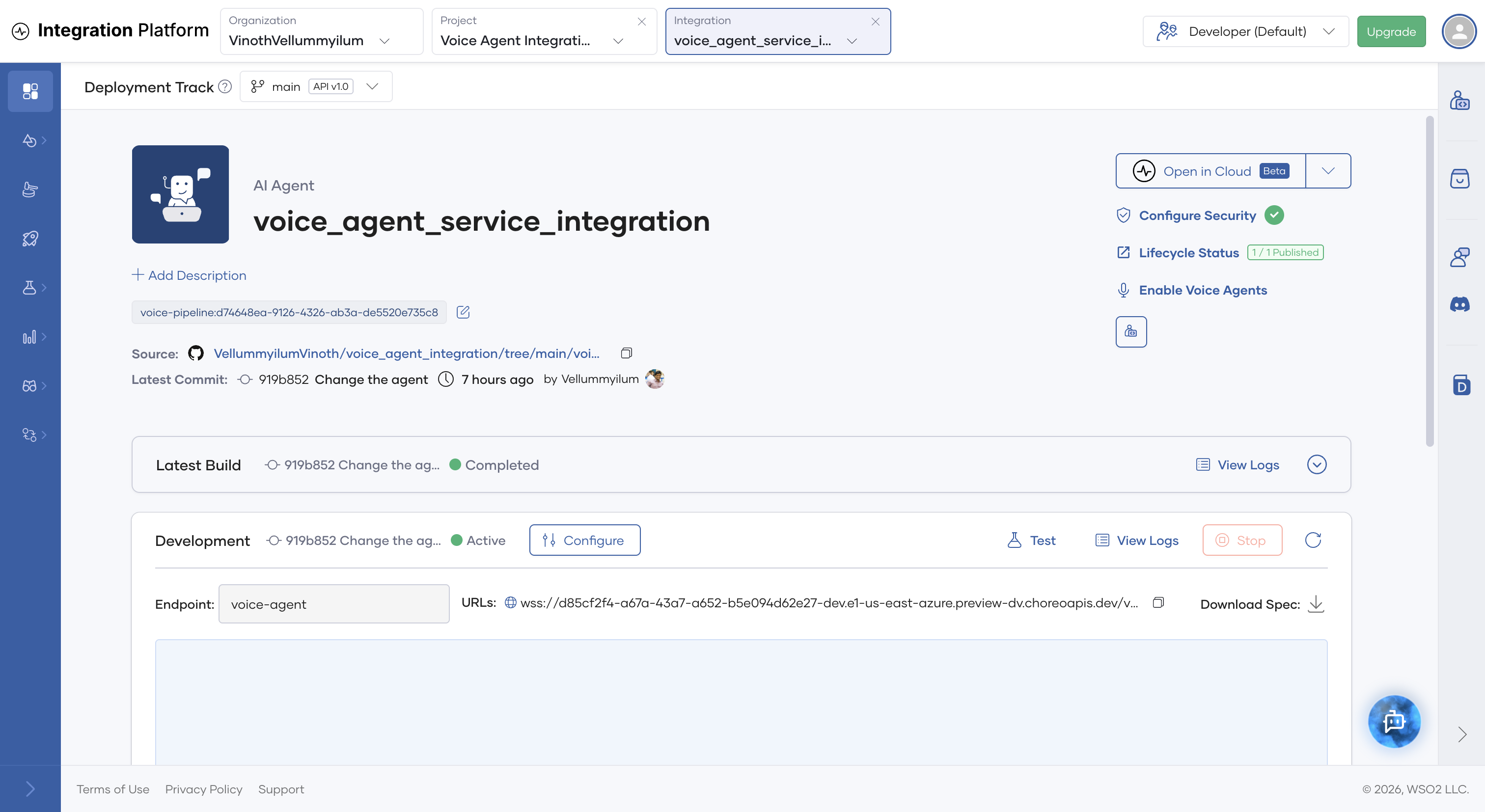 Enable Voice Agents on the AI agent overview page