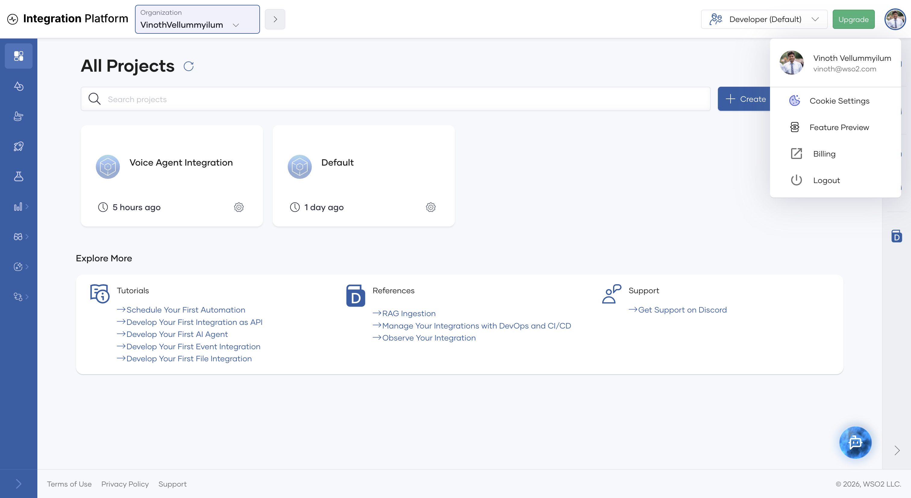 Feature Preview option in the user profile menu