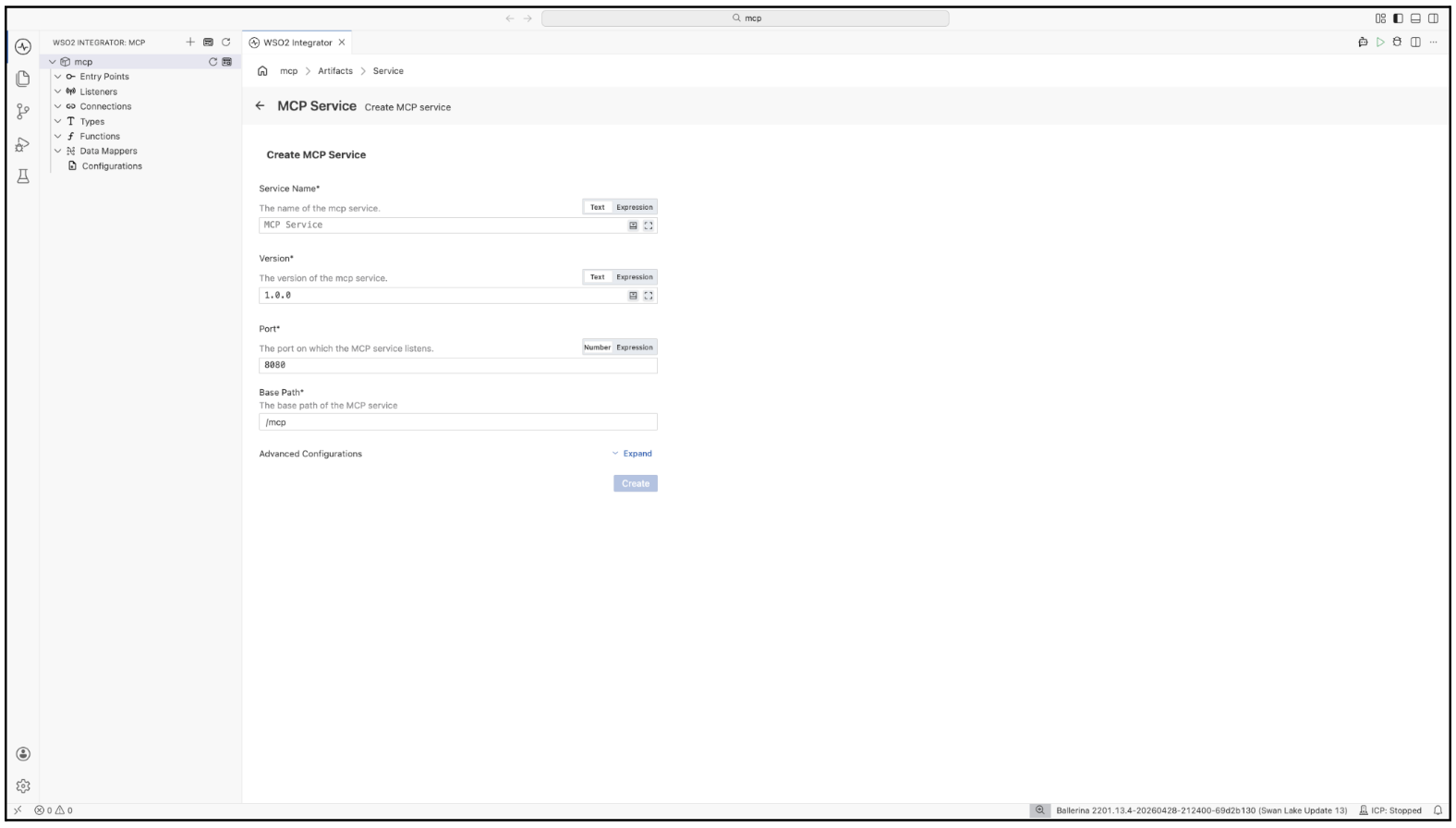 Create MCP Server Form